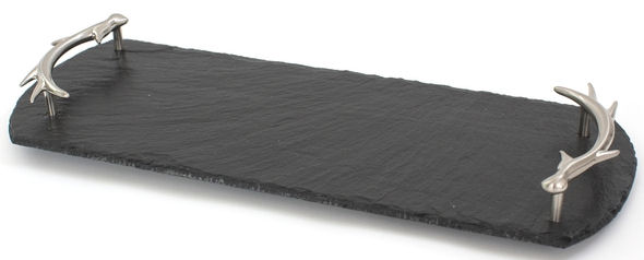 Just Slate Tray with Antler Handles - Small (image 1)